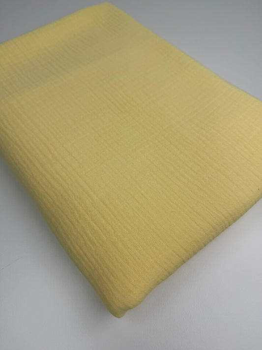 Pastel Sarı Çift Kat Müslin Kumaş