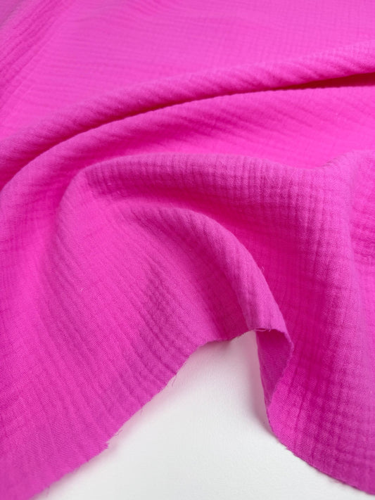 Pembe Çift Kat Müslin Kumaş