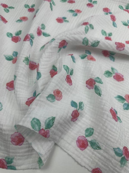 PİNK ROSE ÇİFT KAT MÜSLİN KUMAŞ