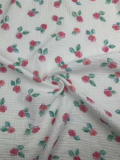 PİNK ROSE ÇİFT KAT MÜSLİN KUMAŞ